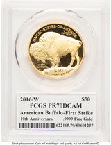 2016-W Proof Gold Buffalo 1 oz FS PCGS PR70 Ed Moy