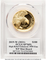 2019-W G$100 American Liberty High Relief Enhanced PL WP Mint Hoard Thomas Cleveland PCGS MS70