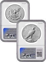 2025-S Morgan and Peace Silver Dollar 2pc Set Reverse Proof FDI 1st NGC PF70