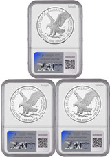 2025 250th Anniversary Army/Navy/Marine Privy Silver Eagle 3-Coin Set NGC PF69