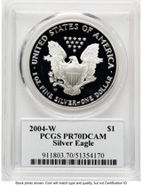 2004-W Proof Silver Eagle 1 oz TD Rogers PCGS PR70