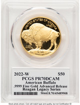 2022-W Proof Gold Buffalo 1 oz AR Reagan Legacy Series Michael Reagan Picture PCGS PR70