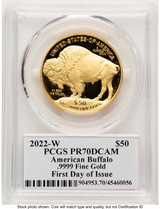 2022-W Proof Gold Buffalo 1 oz FDI Thomas Cleveland Americana PCGS PR70
