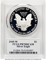 2005-W Proof Silver Eagle 1 oz TD Rogers PCGS PR70 (781017136)