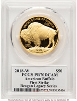 2018-W Proof Gold Buffalo 1 oz FS Reagan Legacy Series Michael Reagan PCGS PR70 (783954011)