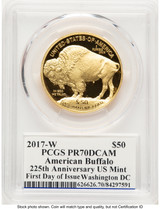 2017-W Proof Gold Buffalo 1 oz FDI Washington PCGS PR70 Ed Moy (784644005)
