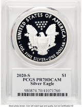 2020-S Proof Silver Eagle 1 oz TD Rogers PCGS PR70