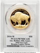 2016-W Proof Gold Buffalo 1 oz Reagan Legacy Series Michael Reagan Picture PCGS PR70
