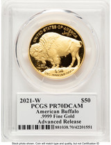 2021-W Proof Gold Buffalo 1 oz AR Reagan Legacy Series Michael Reagan Picture PCGS PR70