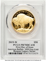 2019-W Proof Gold Buffalo 1 oz FDI Reagan Legacy Series Michael Reagan PCGS PR70