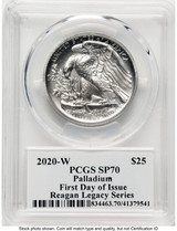 2020-W Palladium Eagle 1 oz Burnished FDI Reagan Legacy Series Michael Reagan PCGS MS70