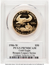 1986-W Proof Gold Eagle 1 oz 1.00 oz Reagan Legacy Series Michael Reagan PCGS PR70
