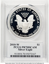 2010-W Proof Silver Eagle 1 oz TD Rogers PCGS PR70