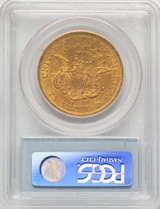1857-S $20 Blue Gradient Liberty Double Eagle PCGS AU50
