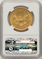 1853 $20 Brown Label Liberty Double Eagle NGC AU50