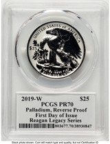 2019-W Palladium Eagle 1 oz REV FDI Reagan Legacy Series Michael Reagan PCGS PR70