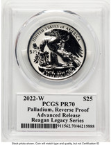 2022-W Palladium Eagle 1 oz REV AR Reagan Legacy Series Michael Reagan Picture PCGS PR70