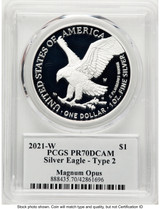2021-W TY2 Proof Silver Eagle 1 oz Magnum Opus PCGS PR70