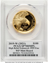 2019-W G$100 American Liberty High Relief Enhanced DMPL WP Mint Hoard Emily Damstra PCGS MS70