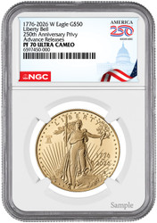1776–2026 Proof Gold Eagle: The Historic 250th Anniversary Dual Date Gold Coins