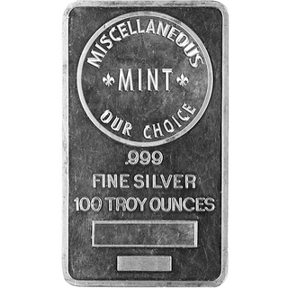 100 oz Silver Bar Various Brands .9995