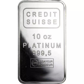 10 oz Credit Suisse Platinum Bar New Assay (.9995 Fine, w/Assay)