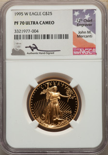 1995-W Complete 5 Coin American Gold and Silver Eagle 10th Anniversary Set NGC PF70UCAM John Mercanti Signed