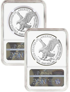 2021-S 2021-W Type 2 Silver Eagle 2-Coin Set NGC PF70UCAM Michael Gaudioso Signed