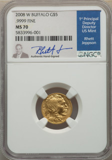 2008-W $5 Tenth-Ounce Gold Buffalo .9999 Fine Gold SP Modern Bullion Coins NGC MS70