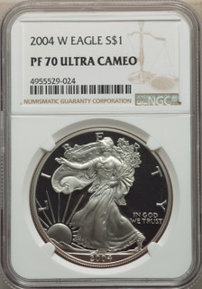 2004-W S$1 Silver Eagle NGC PF70