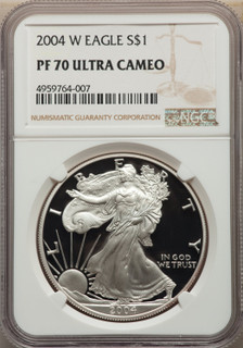 2004-W S$1 Silver Eagle NGC PF70