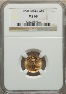 1990 $5 Tenth-Ounce Gold Eagle NGC MS69