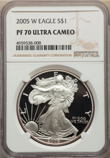 2005-W S$1 Silver Eagle NGC PF70 2005-W S$1 Silver Eagle NGC PF70