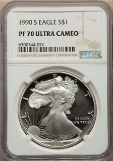 1990-S S$1 Silver Eagle NGC PF70