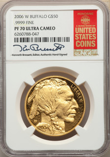 2006-W $50 One-Ounce Gold Buffalo .9999 Fine Gold NGC PF70