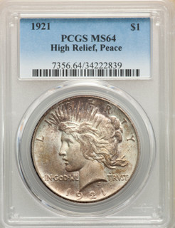 1921 S$1 Peace Peace Dollar PCGS MS64