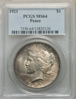 1921 S$1 Peace Peace Dollar PCGS MS64