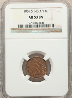 1909-S 1C Indian BN Indian Cent NGC AU53