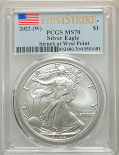 2022-(W) S$ Silver Eagle Struck at West Point FS PCGS MS70