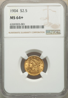 1904 $2.50 NGC Liberty Quarter Eagle NGC MS64+