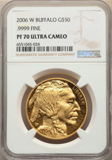 2006-W $50 One-Ounce Gold Buffalo .9999 Fine Gold NGC PF70