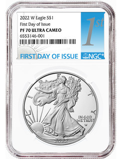 2022-W Silver Eagle First Day Of Issue NGC PF70 Ultra Cameo 2022-W Silver Eagle First Day Of Issue NGC PF70 Ultra Cameo