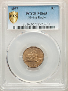 1857 1C Flying Eagle Cent PCGS MS65
