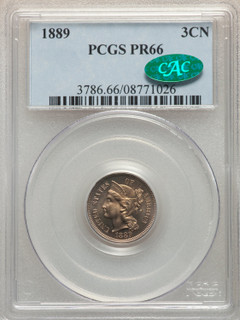 1889 3CN CAC Proof Three Cent Nickel PCGS PR66