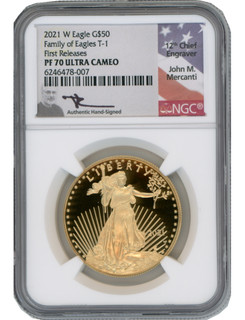 2021-W Type One 4 Coin American Gold Eagle Set NGC PF70UCAM Mercanti Signed