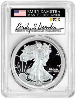 2022-S Proof Silver Eagle Advanced Release PCGS PR70 Damstra Signed