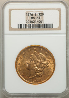 1876-S $20 Liberty Double Eagle NGC MS61