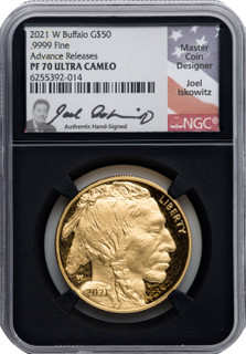 2021-W G$50 Gold Buffalo Advance Release DCAM NGC PF70