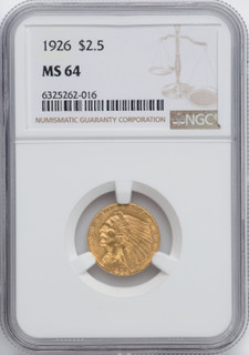 1926 $2.50 Indian Quarter Eagle NGC MS64