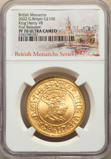 Elizabeth II gold Proof  King Henry VII  100 Pounds (1 oz) 2022 PR70 Ultra Cameo NGC World Coins NGC MS70